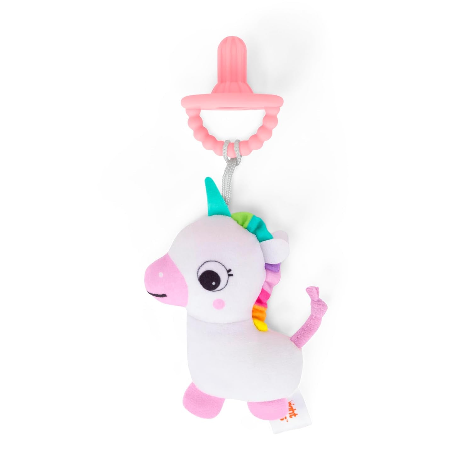 Bright Starts SootheMate Plush Pacifier, Unicorn - Odpinany smoczek w kształcie smoczka dla noworodków i starszych dzieci