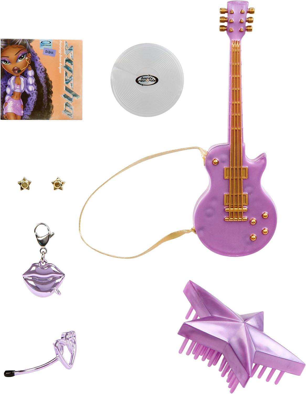 BRATZ Pop Starz Sasha – modna lalka z kolekcjonerskim breloczkiem do kluczy, strojem i akcesoriami muzycznymi
