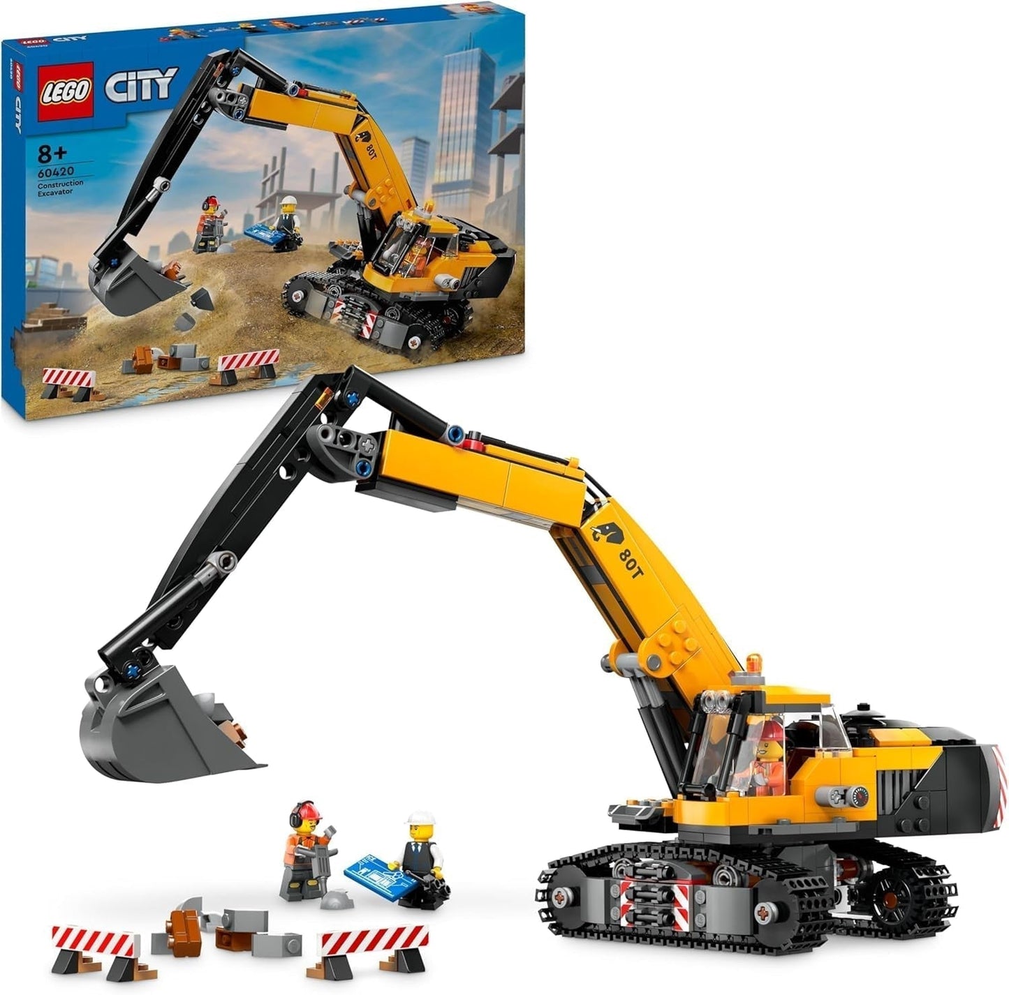 LEGO City Koparka gąsienicowa Zabawkowa koparka dla 8 lat Model koparki Zabawkowa ciężarówka do zbudowania z akcesoriami i 3 minifigurkami 60420 Zestawy do budowania Besuche den LEGO-Store Default Title