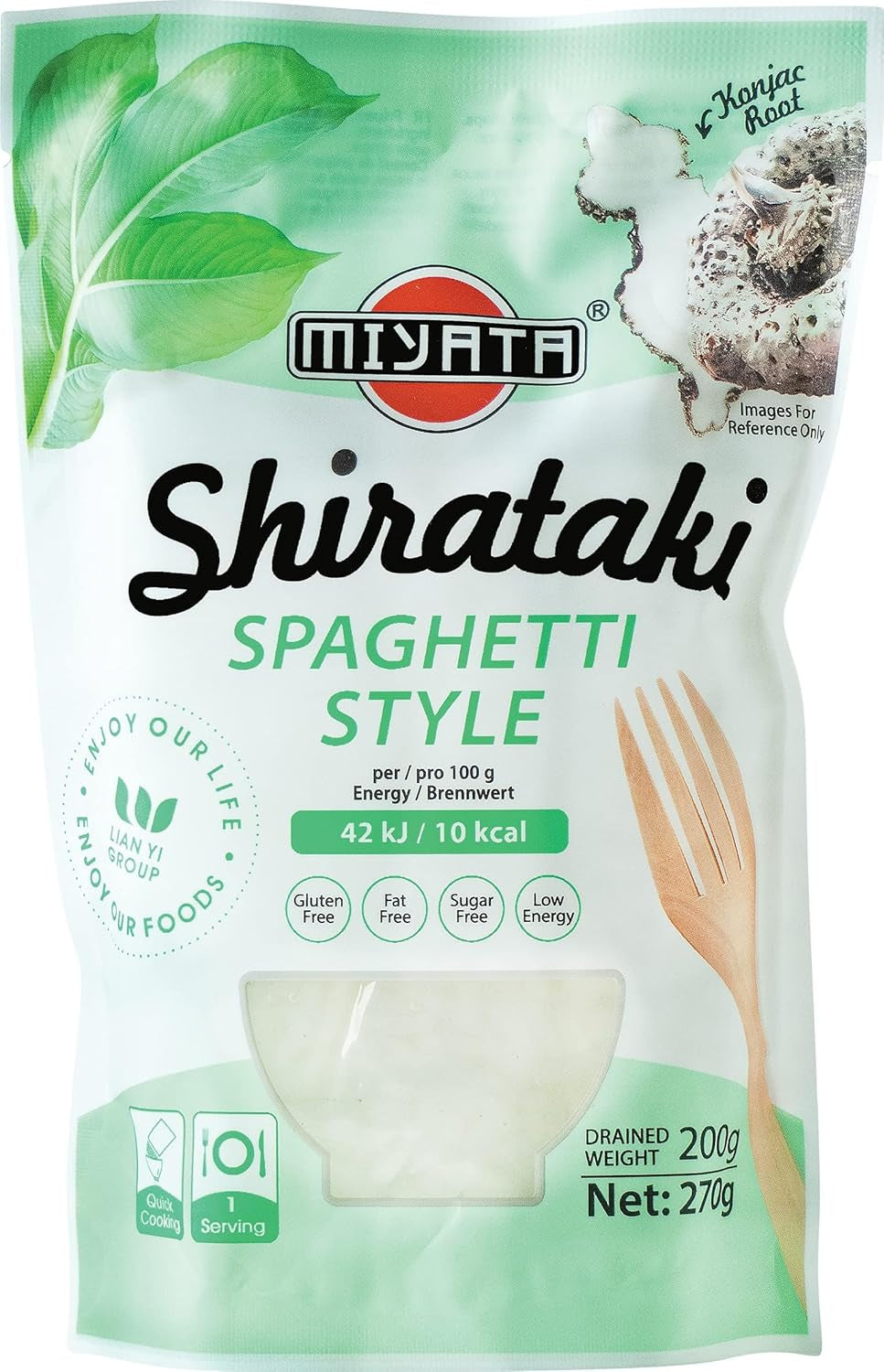 Makaron Miyata Shirataki Udon Mąka Konjac, opakowanie 6 sztuk (6 x 270 g)