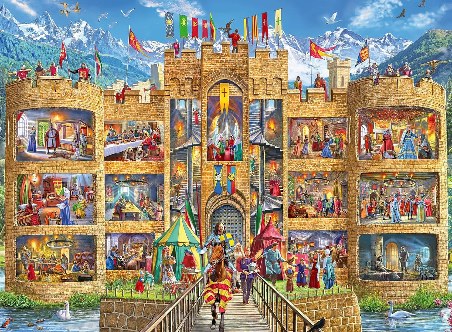 Puzzle dla dzieci Ravensburger - 10016 W kosmosie - Kosmiczne puzzle dla dzieci w wieku 7+ zawierające 150 elementów w formacie XXL Puzzle Naty Shop Widok na zamek rycerski
