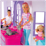 Simba 104661996 - Steffi Love Dreamhouse, duży domek do zabawy, 4 pokoje, BEZ LALEK, wysokość 84 cm, dwa poziomy, funkcjonalny dzwonek, składane domki dla lalek Naty Shop