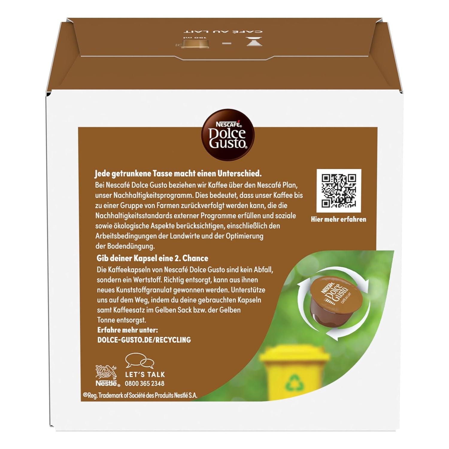 NESCAFÉ DOLCE GUSTO Café au Lait Kaffeekapseln Pakiet 6 sztuk (6 x 16 Kapseln)