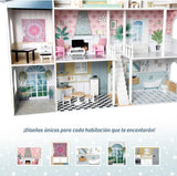 Deqube 913D00016 Drewniany domek dla lalek, 4 piętra, Premium