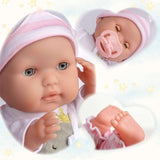 JC Toys - Berenguer Boutique 38 cm, miękka, realistyczna lalka z otwartymi/zamkniętymi ustami, 10-częściowy zestaw upominkowy, butelka dla dziecka, grzechotka, smoczek i akcesoria, różowy, wiek 2+