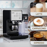 Espresso Breville Prima Latte II | Ekspres do latte i cappuccino | Profesjonalna pompka z 15 barami i spieniaczem do mleka | Srebrny [VCF108X]