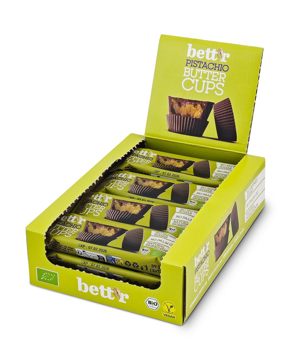 Organiczne jaskry z orzechów laskowych Bett'r Guilt Free. 100% wegańskie, bezglutenowe i bez laktozy - 12 x 39 g
