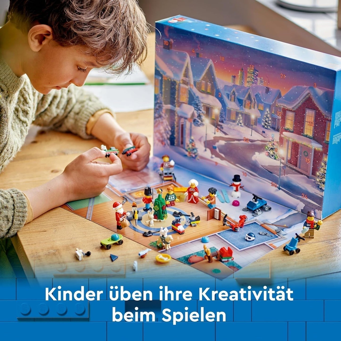 LEGO City Kalendarz adwentowy 2024, prezent adwentowy dla dzieci od 5 lat, 24 niespodzianki, minifigurki w świątecznych kombinezonach, Święty Mikołaj i Pani Święty Mikołaj, prezent na Boże Narodzenie 60436 Zestawy do budowania Besuche den LEGO-Store