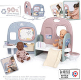 Smoby - Opieka nad dziećmi Przedszkole dla lalek - Centrum zabaw dla lalek Żłobek + przedszkole Życie codzienne - Składany plac zabaw obracany o 360° - 6 akcesoriów - Wykonane w 90% z materiałów pochodzących z recyklingu we Francji, od 3 lat