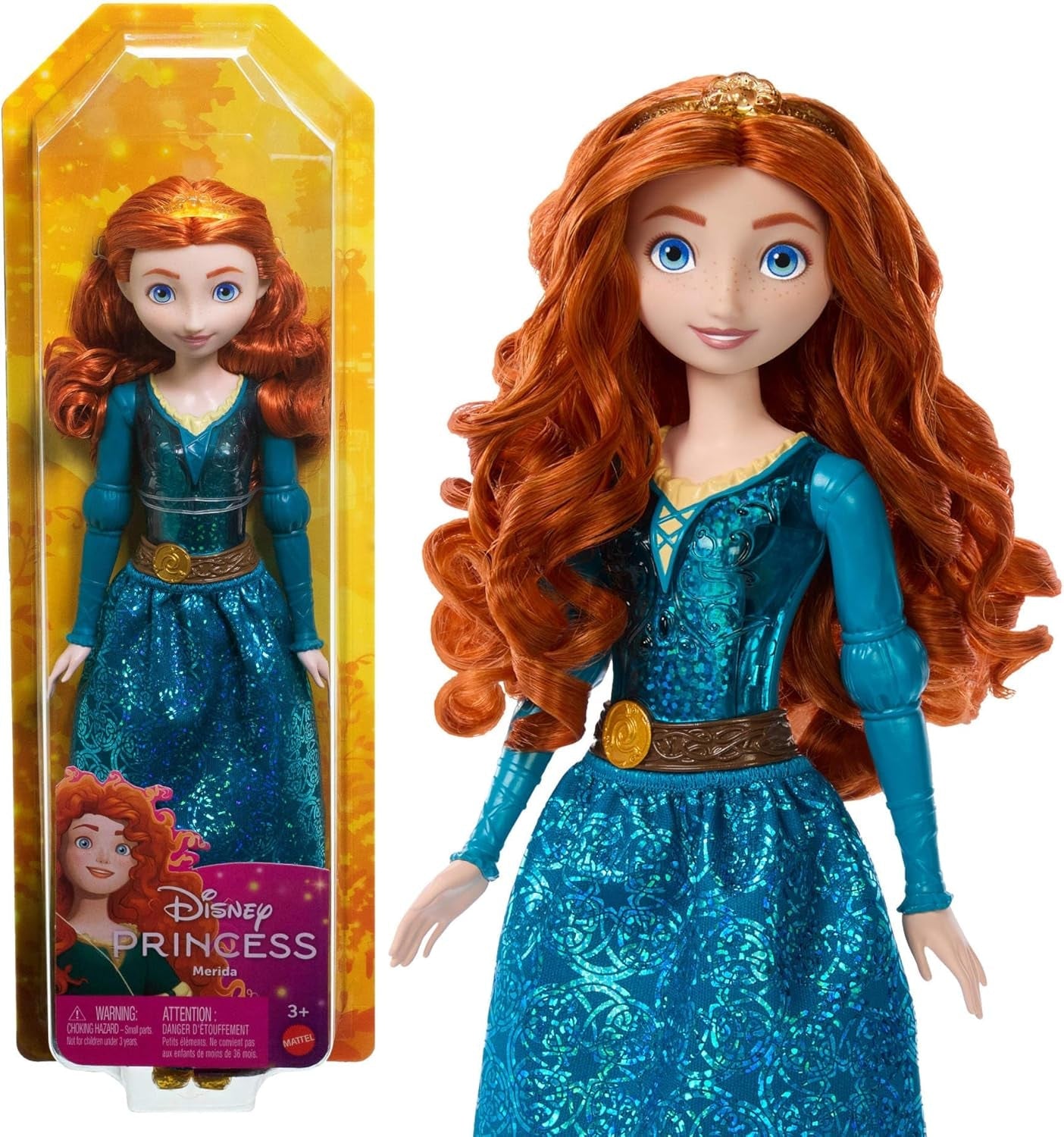 Mattel Disney Princess Zabawka Merida Ręcznie robiona lalka ze świecącymi ubraniami i akcesoriami Zainspirowana filmem Disneya i Pixara Prezent dla dzieci HLW13
