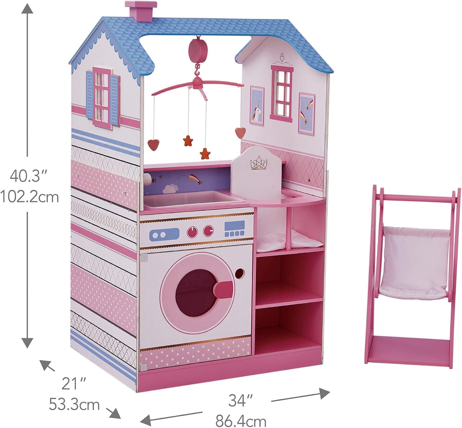 Mały świat Olivii Teamson Kids 18 Cal lalki dla dzieci drewniany domek dla lalek dwustronny przedszkole TD-11460W domy dla lalek Naty Shop