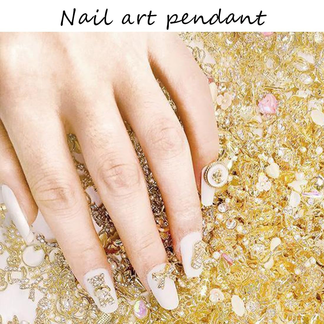 50 Stück Gold Nail Charms, Błyszczące 3D Nail Art Charms, Glitzersteine ​​​​Nägel Perle Legierung Nagel, Schmetterling Strasssteine ​​​​Nägel Charms, DIY Nail Art Zubehör, Für Mädchen Frauen
