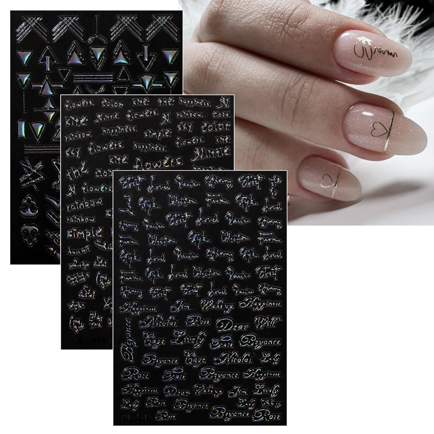 Jmeowio Nagelsticker Aurora Geometrysch 12 Blatt Nail Art Naklejka Selbstklebend Nagelaufkleber Bunt Dekoration Nageldesign Zubehör