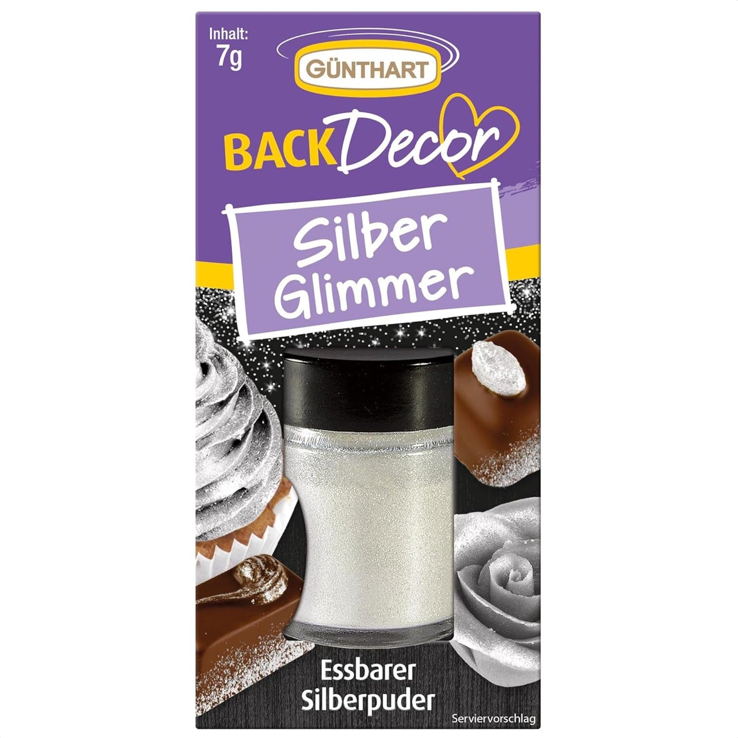Günthart Backdecor Gold Powder - brokat jadalny, proszek do barwienia żywności, brokat do napojów - mały brokat ze złotym pyłem dla miłośników pieczenia, 1 opakowanie (1 x 7g)