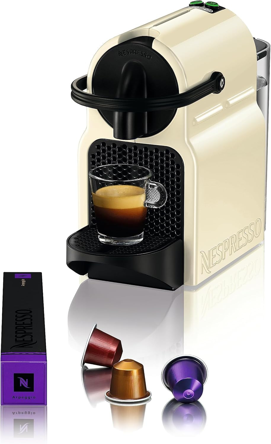 Ekspres na kapsułki Nespresso De'Longhi EN 80.B Inissia, pompa wysokociśnieniowa i funkcja oszczędzania energii, automatyczne wyłączanie po 9 minutach, pojemność filiżanki na espresso i płuco, zbiornik na wodę 0,7 l, kolor czarny