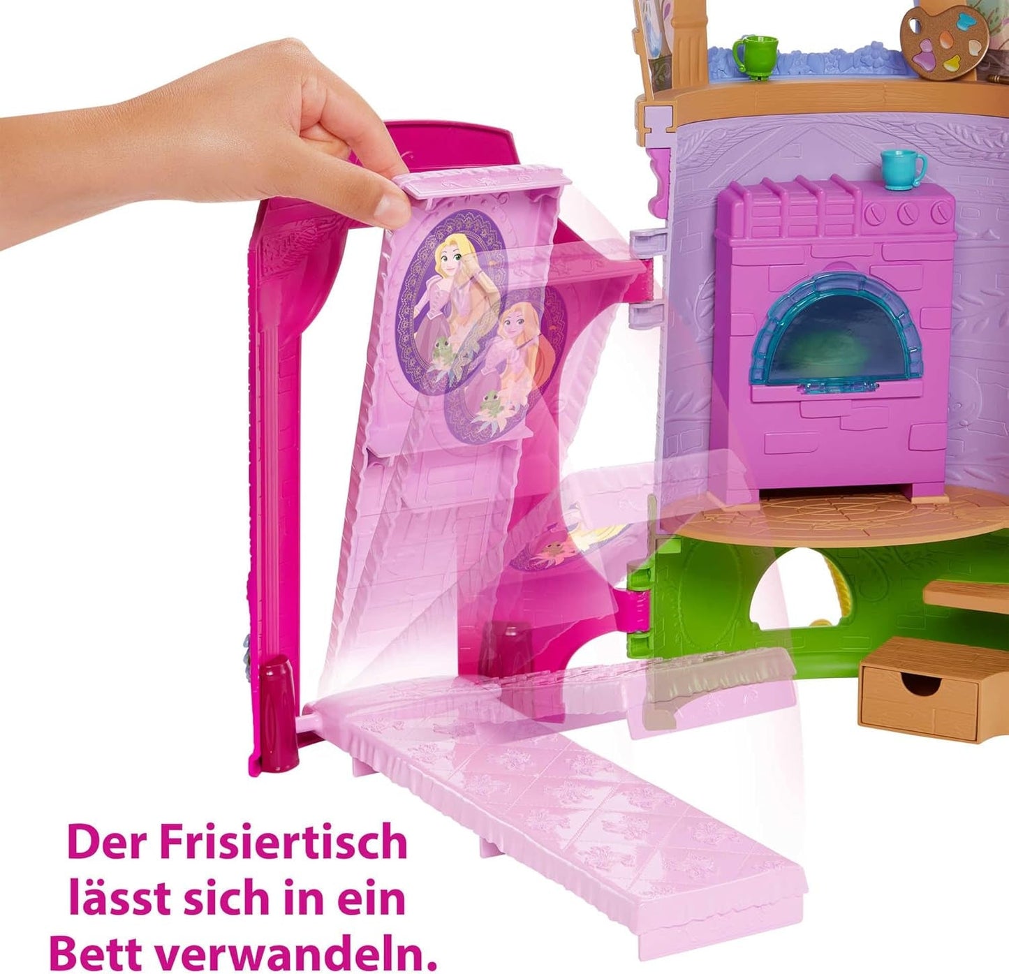 Disney Princess HMV99 - ruchoma lalka Roszpunka i wieża do zabawy z zabawą dookoła, 6 obszarów do zabawy i 15 akcesoriów, inspirowane filmem Disneya, zabawki dla lalek 3-letnich Naty Shop Dolls