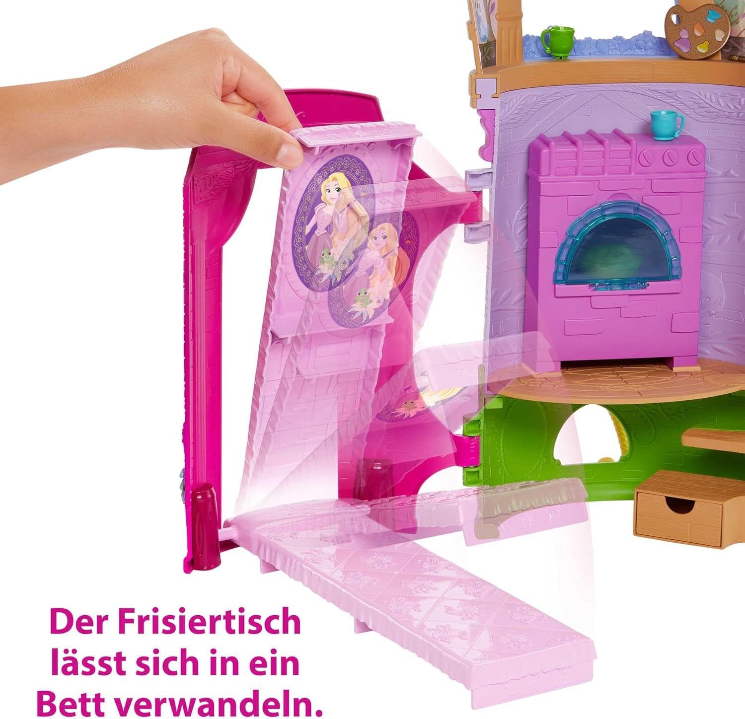 Disney Princess HMV99 - ruchoma lalka Roszpunka i wieża do zabawy z zabawą dookoła, 6 obszarów do zabawy i 15 akcesoriów, inspirowane filmem Disneya, zabawki dla lalek 3-letnich Naty Shop Dolls