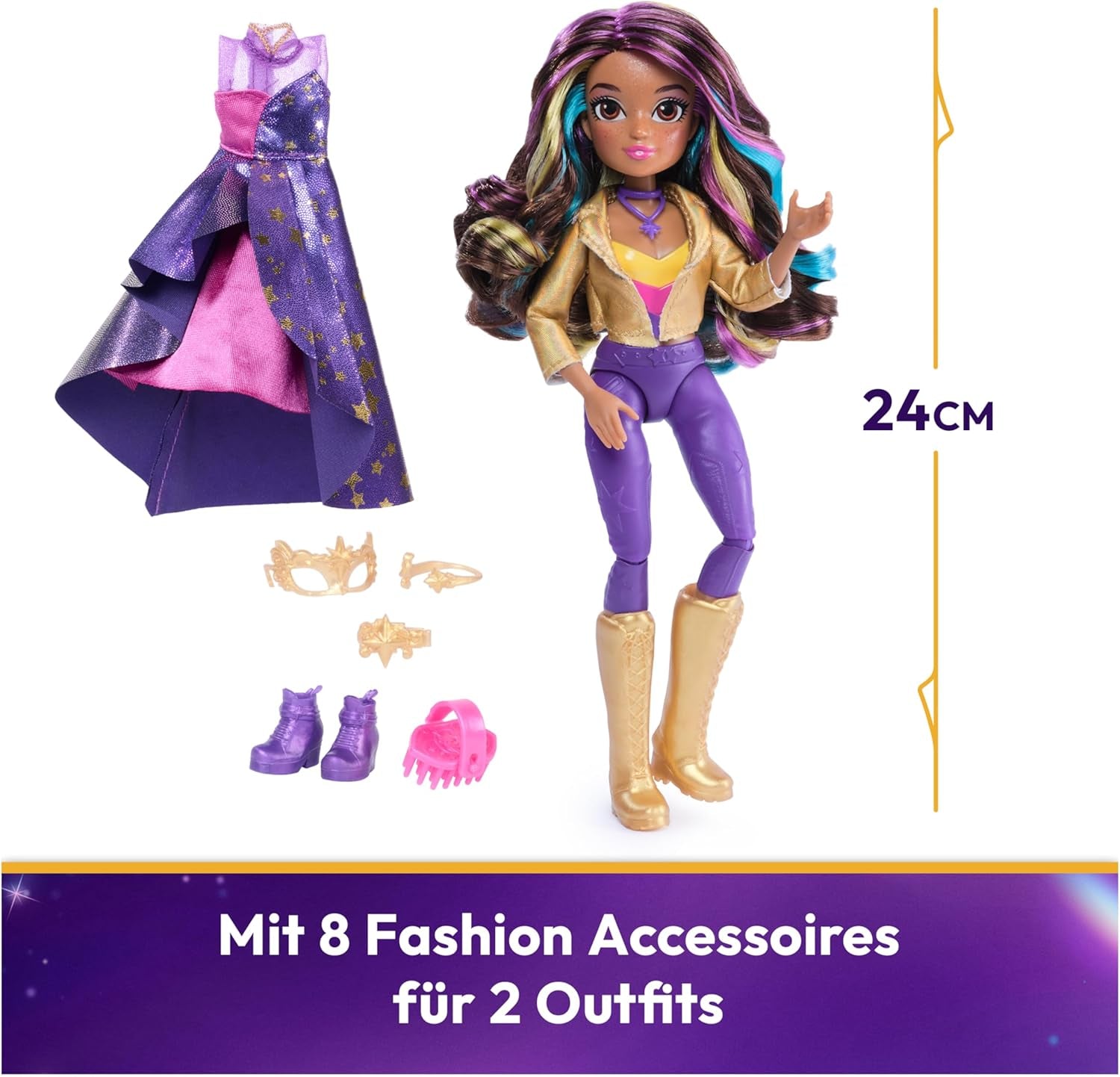 Bal maskowy Unicorn Academy Deluxe - oryginalna lalka Sophia z popularnej serii Netflix, wysokość 24 cm, z 2 strojami i akcesoriami, dla dzieci w wieku od 4 lat