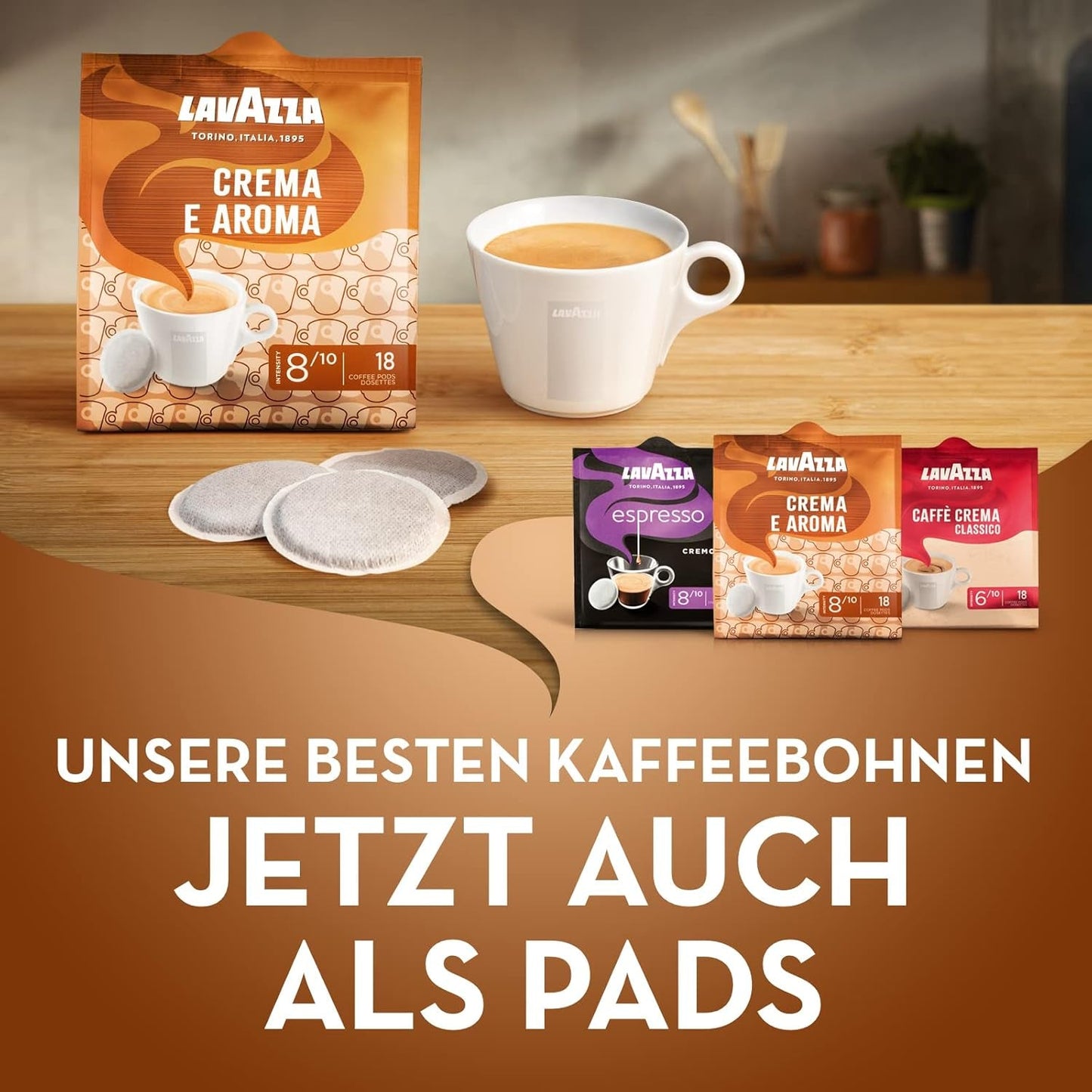 Lavazza Crema E Aromat, kremowy i aromatyczny smak, średni Röstung, 18 płatków