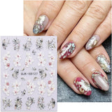 JMEOWIO 3D Nagelsticker Blumen Nail Art Naklejka Selbstklebend Nagelaufkleber 5D Stereoskopisch Frühling Sommer Dekoration Nageldesign Zubehör 4 Blatt