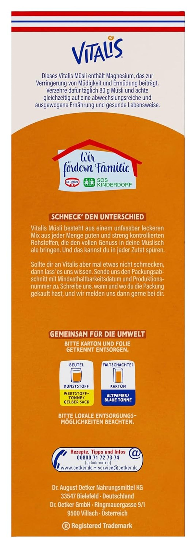 Dr. Oetker Vitalis Crunchy Honeys: Miodowe chrupiące musli na śniadanie i przekąski, 5 opakowań (5 x 600g)