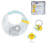 Chicco, zestaw upominkowy My Sweet Doudou Baby, miękki kocyk DouDou, welurowy smoczek, wytłoczony gryzak w kształcie słonia, pomysły na prezenty dla noworodków od 0 miesiąca życia