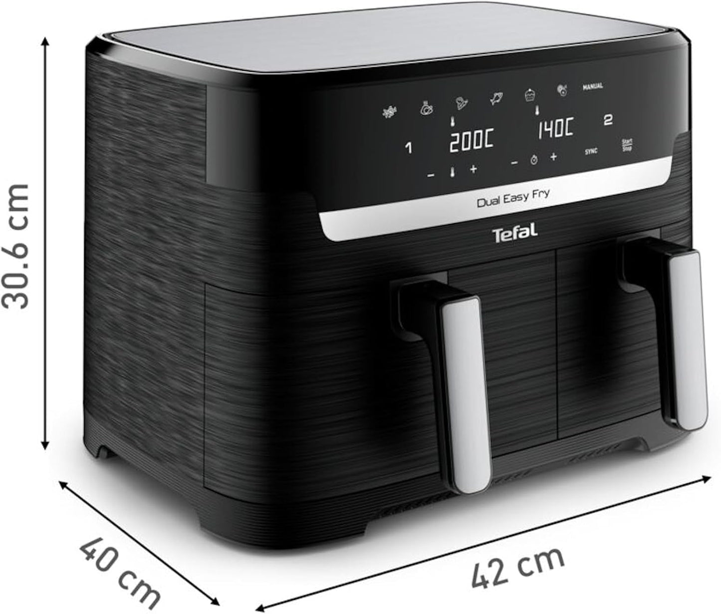 Frytownica na gorące powietrze Tefal Dual Easy Fry z dwiema komorami, pojemność 5,2/3,1 litra, dwie niezależne szuflady, 7 programów Sprzęt AGD Naty Shop