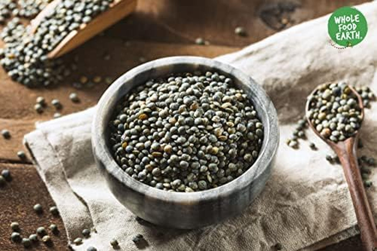 Pełnoziarnista, ekologiczna soczewica francuska w stylu francuskim, ciemnozielona 1kg bez GMO | wegańskie | Bogaty w błonnik | Bogaty w białko | Certyfikowane organiczne