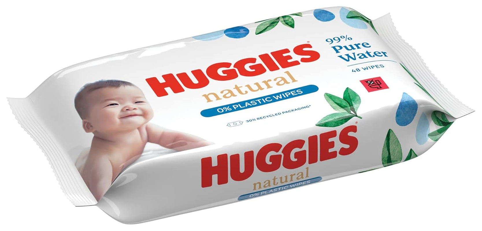 Huggies Biodegradowalne, naturalne chusteczki nawilżane dla wrażliwych dzieci, 8 x 48 chusteczek, opakowanie zbiorcze