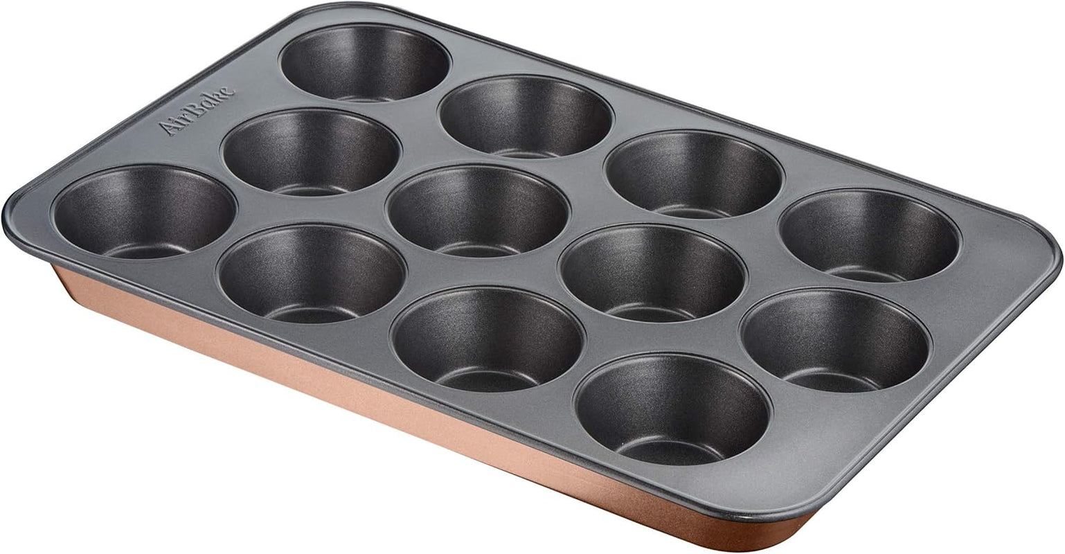 Tefal Airbake J2555014 Muffinform, Antihaftbeschichtung, Karbonstahl, Braun, 29 X 41 Cm Formy i blachy do pieczenia Naty Shop