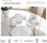 tectake® Zestaw naczyń obiadowych na 12 osób, 100-częściowy zestaw naczyń porcelanowych, w tym 12 talerzy, 12 talerzy deserowych, 12 talerzy obiadowych, 12 filiżanek, 12 misek na płatki zbożowe, salaterka, dzbanek na mleko, cukiernica