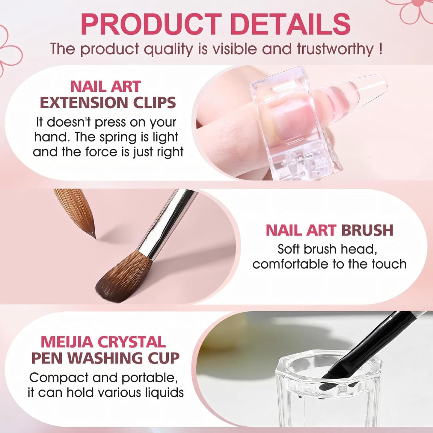 Roztwór do prostowania Polygel, zestaw do paznokci Polygel Slip Solution, roztwór do prostowania 75 ml, zawiera 5 klipsów na końcówki paznokci, 3 szczoteczki do paznokci, 1 kryształowy kubek, 100 arkuszy czyszczących