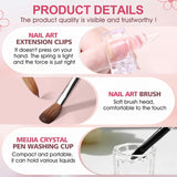 Roztwór do prostowania Polygel, zestaw do paznokci Polygel Slip Solution, roztwór do prostowania 75 ml, zawiera 5 klipsów na końcówki paznokci, 3 szczoteczki do paznokci, 1 kryształowy kubek, 100 arkuszy czyszczących