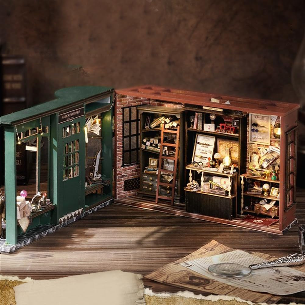 Magic Shop domek dla lalek z osłoną przeciwpyłową DIY miniaturowe meble do domku dla lalek zestaw w skali 1:24 kreatywny prezent dla dzieci nastolatki prezent urodzinowy
