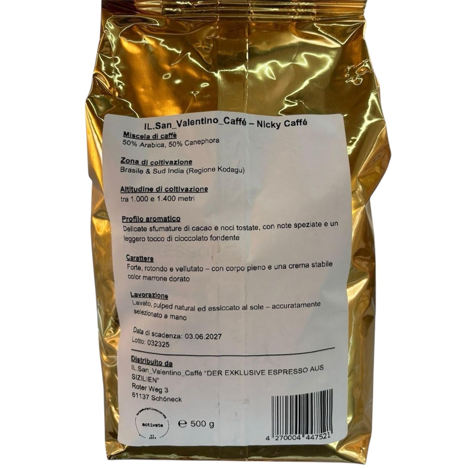 „EKSKLUZYWNE ESPRESSO Z SYCYLII” NICKY CAFFÉ KREM KAWOWY I ESPRESSO 50% ARABICA 50% CYNAMON