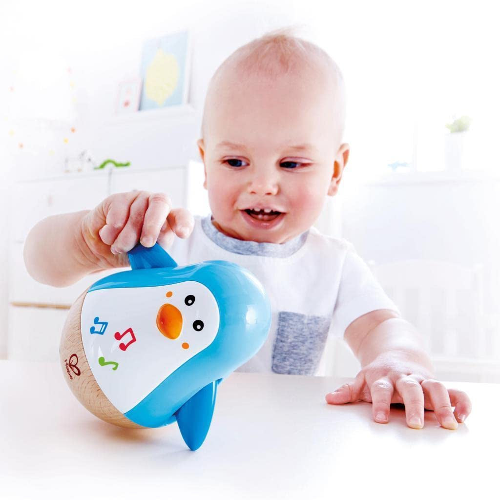 Zabawka muzyczna Baby Einstein Magic Touch z drewnianym bębnem od 6 miesięcy i więcej oraz muzyczny wobler Hape Penguin, kolorowa chwiejąca się melodia, zabawka Roly-Poly od 6 miesięcy i więcej Bebe Toys Naty Shop