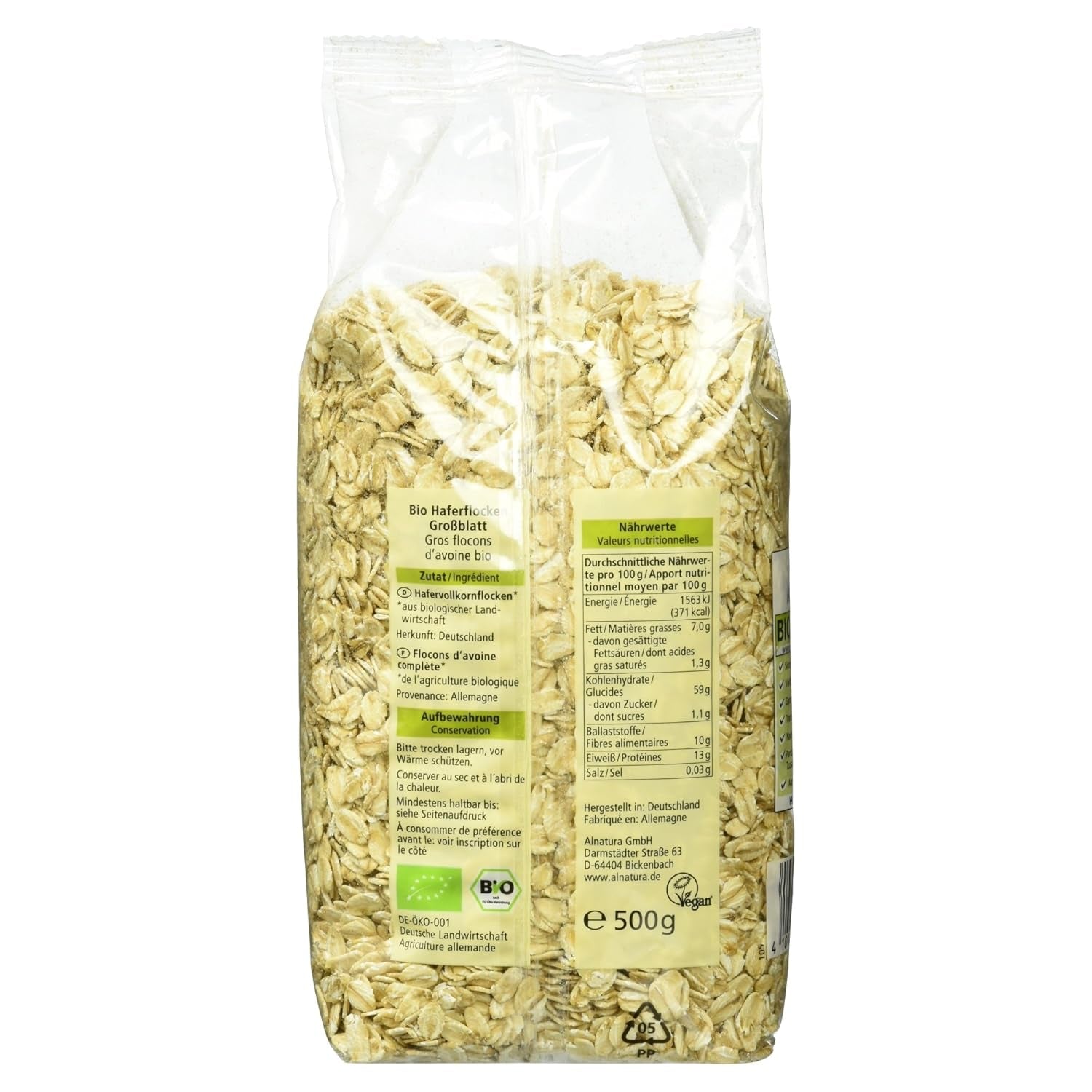 Duże organiczne płatki owsiane, 500g