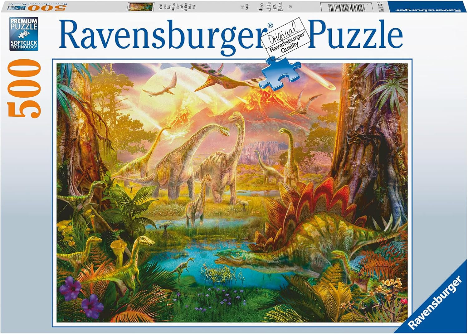 Ravensburger Puzzle 16983 - Dinoland - 500-elementowe puzzle dla dorosłych i dzieci powyżej 10 lat, puzzle z dinozaurami Puzzle Naty Shop