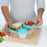 System pojemników na lunch Bento Box TO GO z przegródkami | Pudełko na lunch o pojemności 1,25 l z pojemnikiem na jogurt/owoce | dla dzieci i dorosłych l | Bez BPA Minty Teal [21685-8T], miętowo-zielone Pudełka do przechowywania żywności Naty Shop