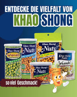 Khao Shong Smażony zielony groszek z wasabi, chrupiący groszek w pikantnej panierce, niskotłuszczowa alternatywa dla orzechów, średnio ostry, puszka 1 140 g | 140 g (1 opakowanie)