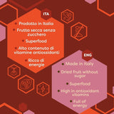 ERBOTECH Jagody Goji 200 g, jagody goji o wysokiej zawartości witamin, suszone owoce bez cukru i siarki, naturalne superfoods i bogate w energię, Made in Italy Produkty suszone Naty Shop