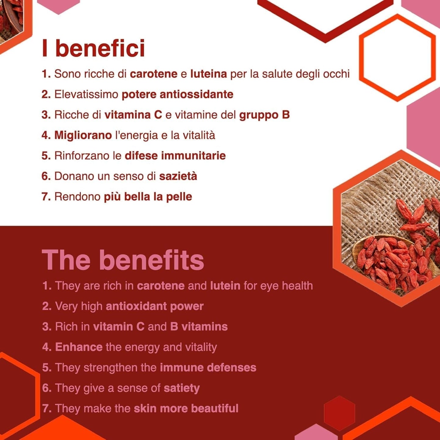 ERBOTECH Jagody Goji 200 g, jagody goji o wysokiej zawartości witamin, suszone owoce bez cukru i siarki, naturalne superfoods i bogate w energię, Made in Italy Produkty suszone Naty Shop