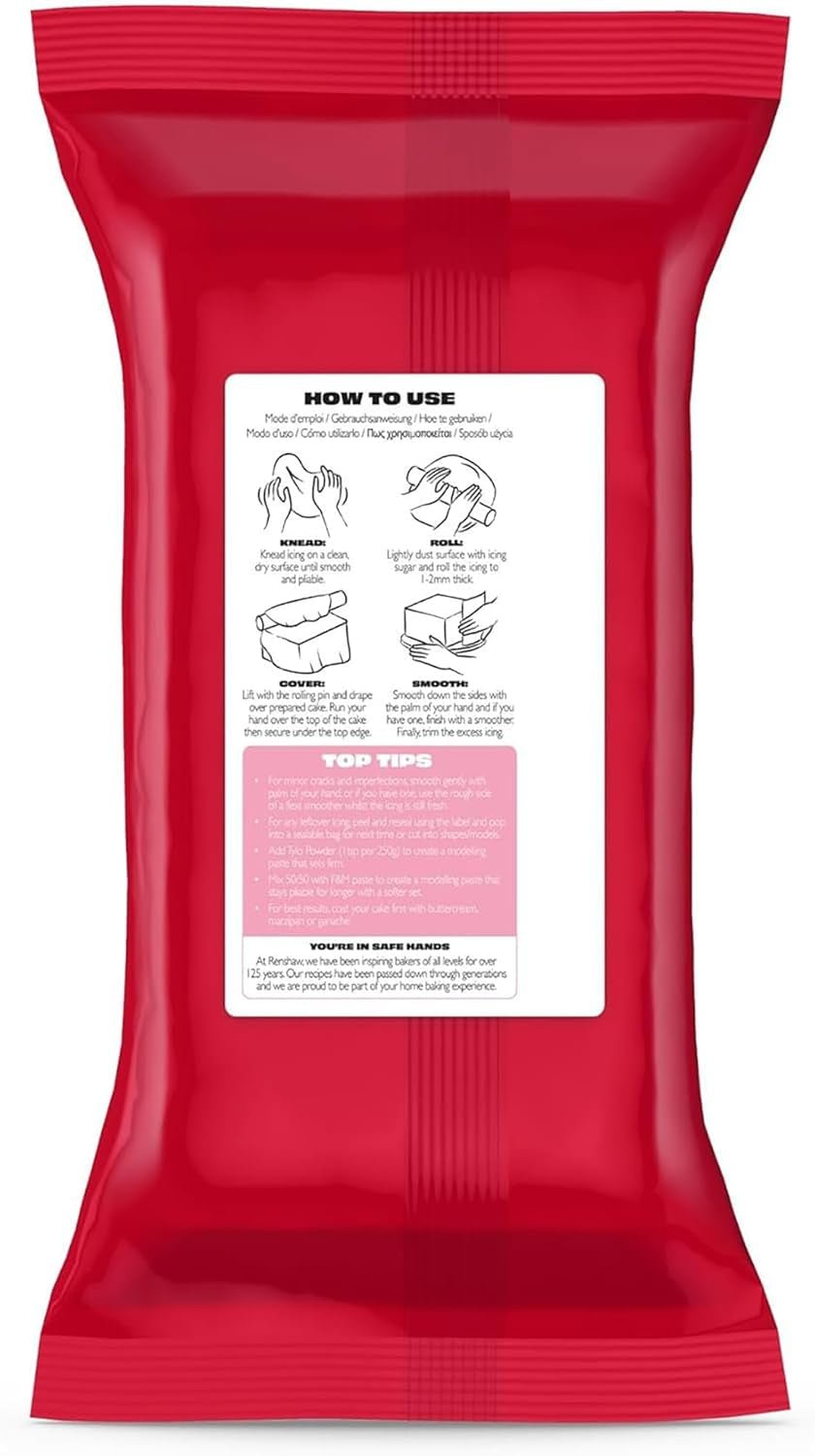Extra Fondant Pink 1kg - Ekstra elastyczny fondant o smaku waniliowym, idealny do pokrywania ciast - Różowy - 1 kg Pasta cukrowa Naty Shop