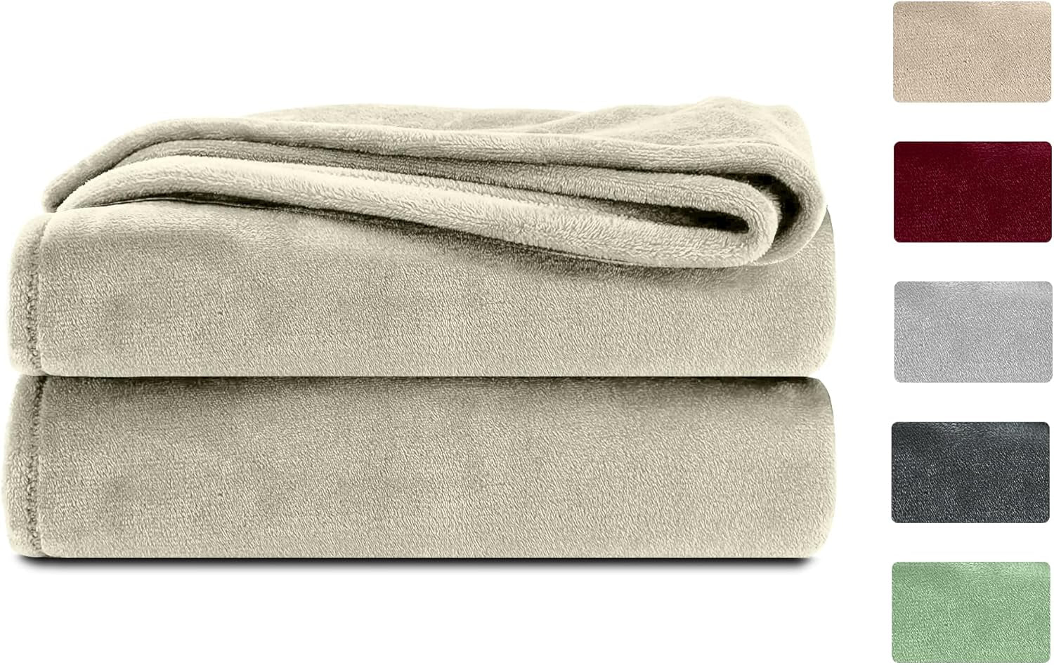Puszysty koc Komfortec, wygodny koc, koc polarowy, certyfikat Oeko-Tex, super miękki, 150X200 Cm, 260 G/M², beżowy Łóżka i koce Besuche den Komfortec-Store Ecru 220 X 240 Cm