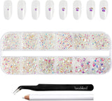 Beadsland 2500 szt. Glas Nailart Strasssteine ​​​​Kristall Flatback Edelsteine ​​​​Runde, ​​Für Handwerk Gemischt 8 Größen SS4 ~ SS30 Mit Picking Pinzette Und Stift (Kristall Weiss)