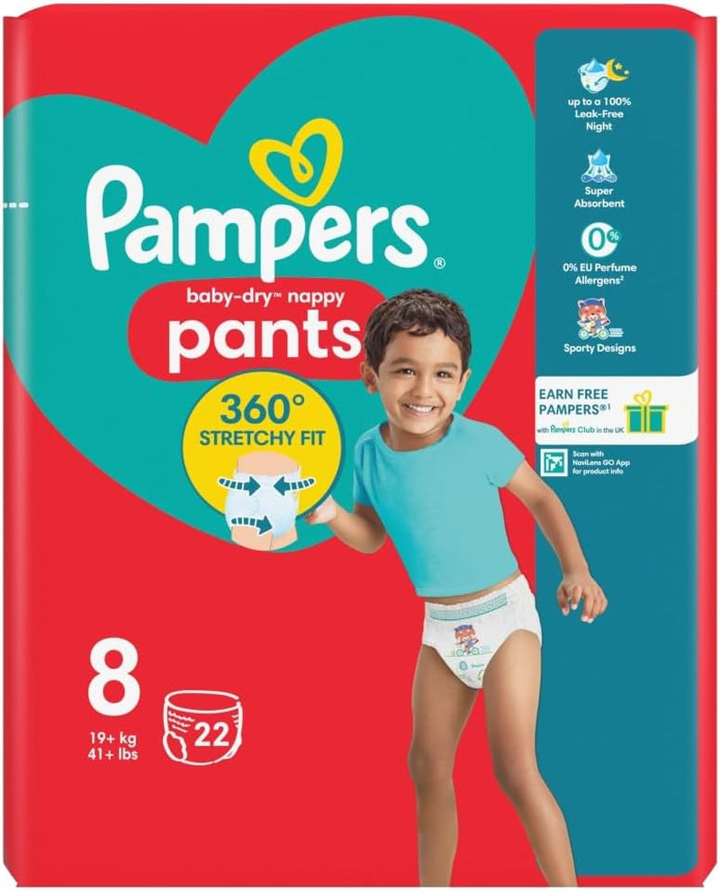 Pieluchy Pampers Baby-Dry, rozmiar 8, 22 sztuki, 19 kg+