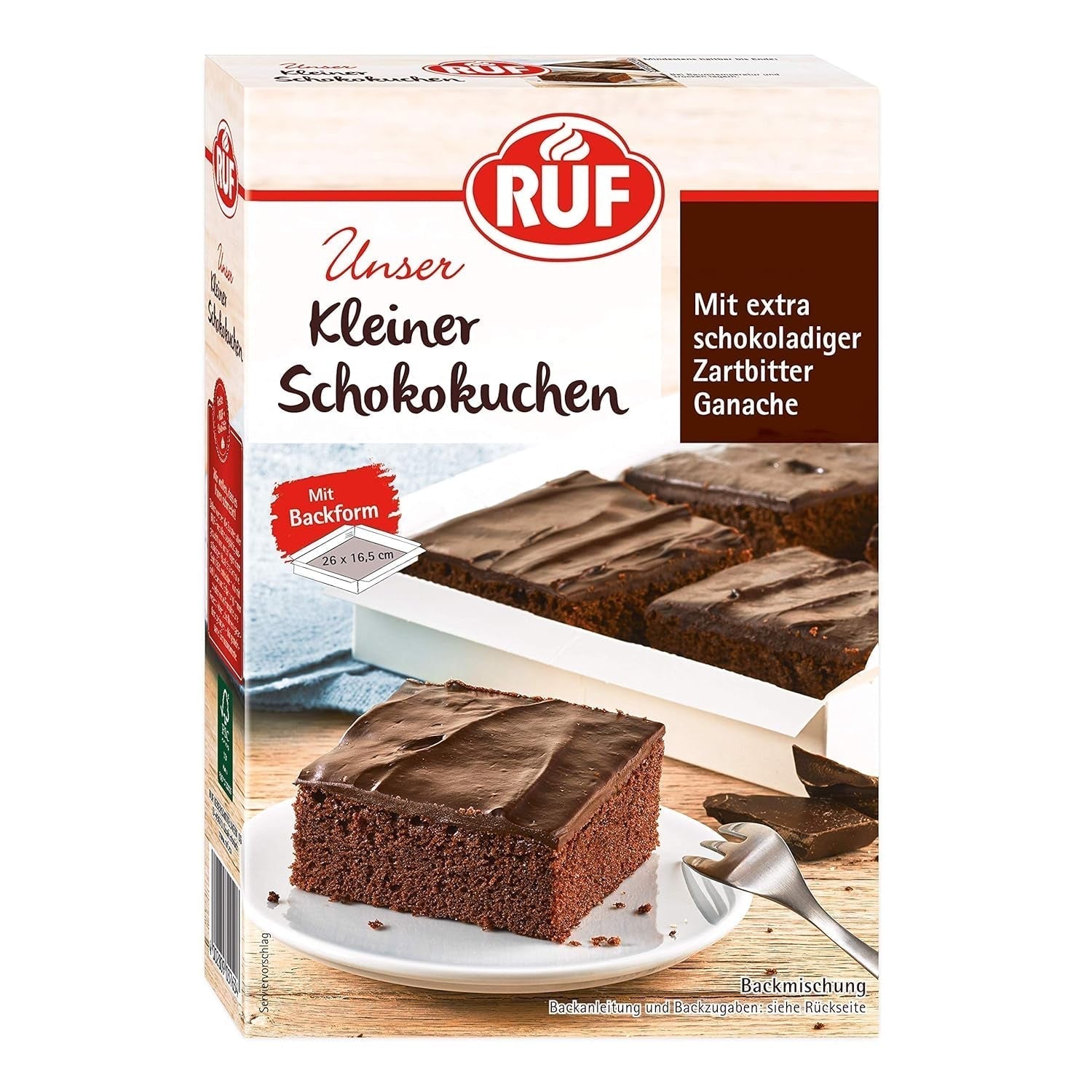 RUF Kleiner Himbeer-Schokokuchen, Mini-Kuchen Mit Feiner Puddingcreme, Himbeeren Und Weißen Schokoraspeln, Inkl. Backform, 1X252G Mieszanka do pieczenia i gotowania Naty Shop 270 G (1Er Pack) Schokokuchen
