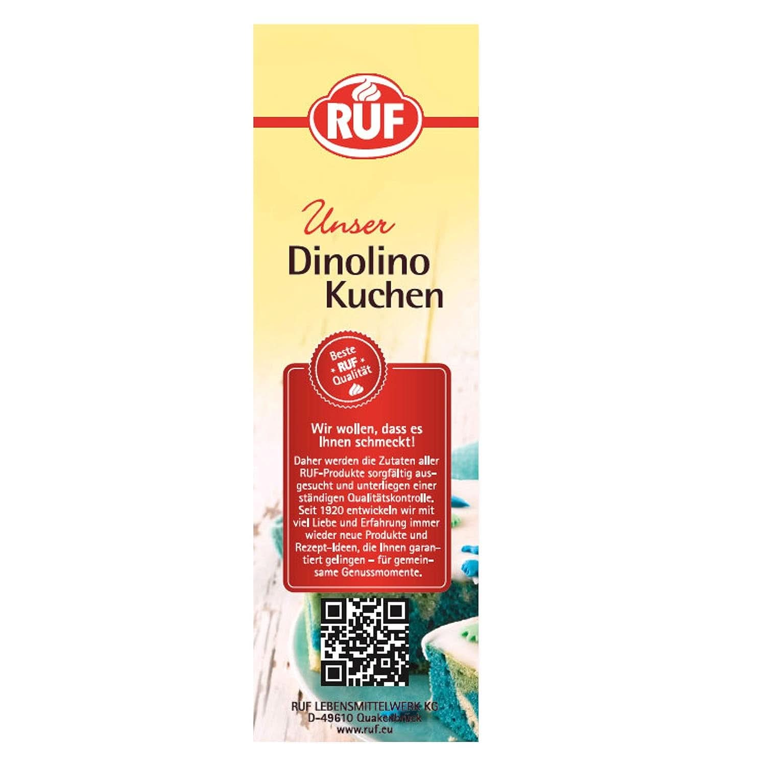 RUF Dinolino Cake, Trójkolorowe ciasto arkuszowe o smaku cytrynowym, 850 gramów Sprinkles Naty Shop