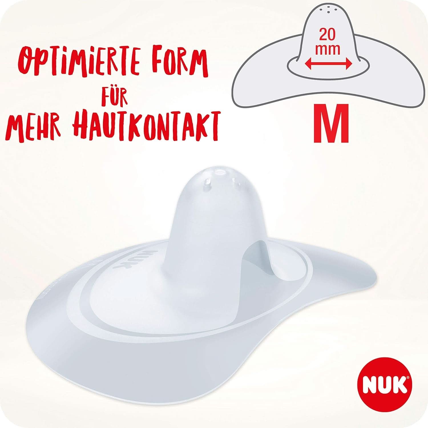 NUK Stillhütchen | Brusthütchen Zum Stillen | Schützt Vor Wunden Brustwarzen | Dünnes Silikon | Duży M (20Mm) | Łącznie z Schutzdozą | 2 Stück Żywność dla niemowląt i akcesoria do karmienia piersią Naty Shop
