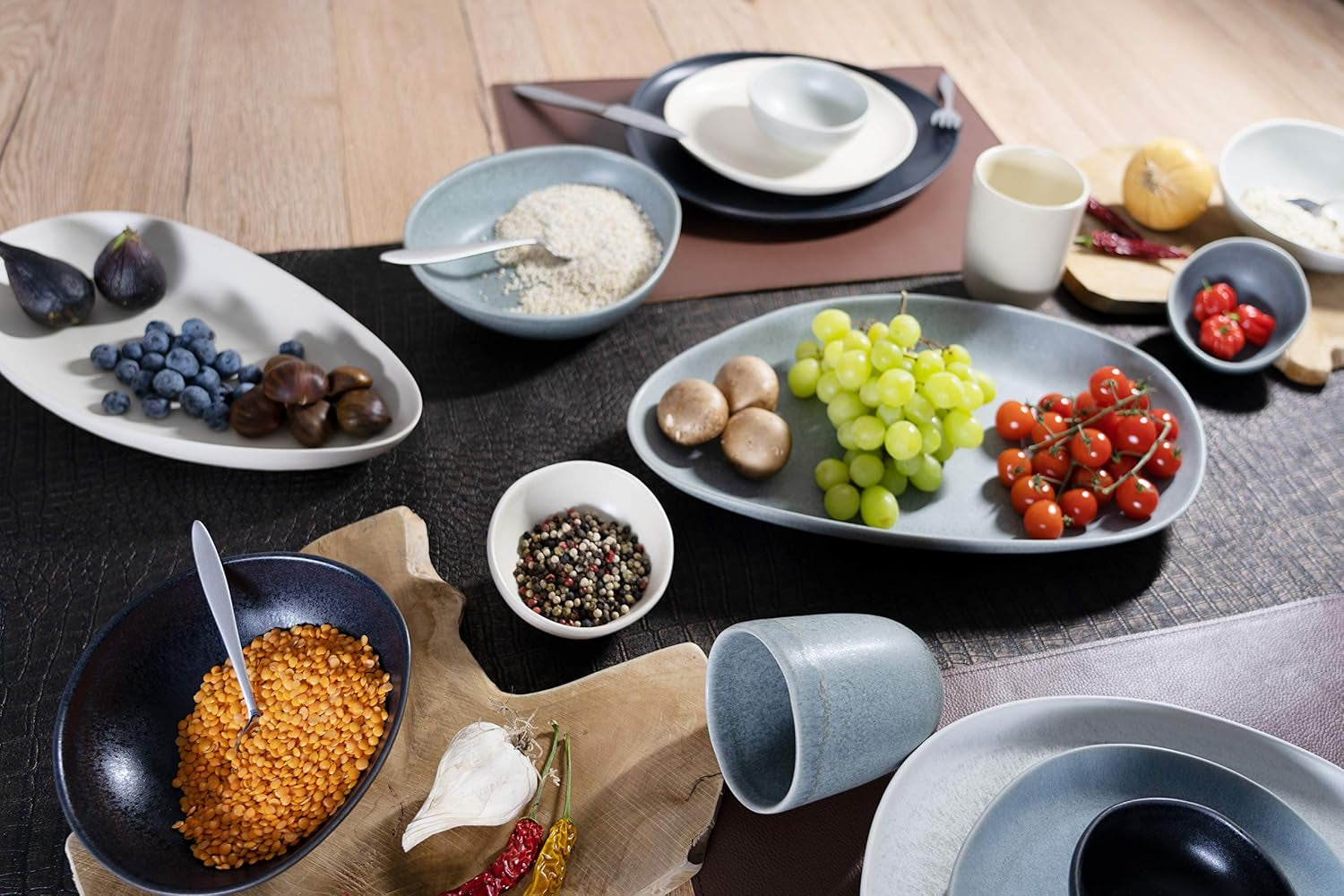 CreaTable, 22139, seria PIETRA, 4-częściowy zestaw naczyń obiadowych dla 4 osób, zestaw talerzy porcelanowych, można myć w zmywarce i używać w kuchence mikrofalowej, wyprodukowano w Europie
